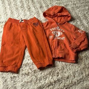 24m baby boy Carter’s hoodie zip up and Oshkosh 24 month sweatpants orange